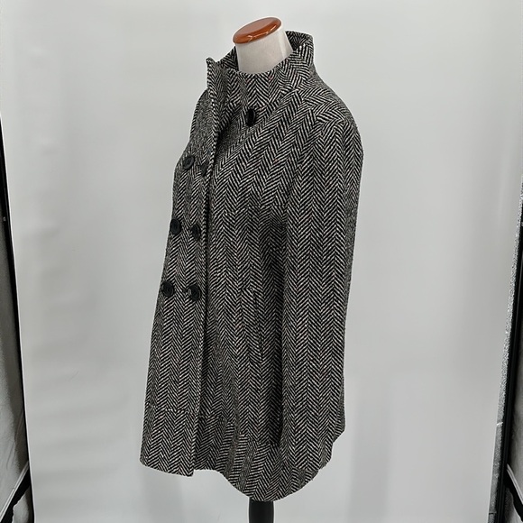 GLO Jeans Black & White Tweed Double Breasted Coat Size Large - Picture 4 of 16